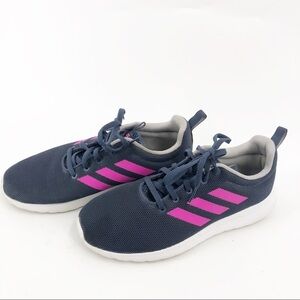 ✅ ADIDAS Navy w/Pink Stripe Running Shoes Size‎ 6